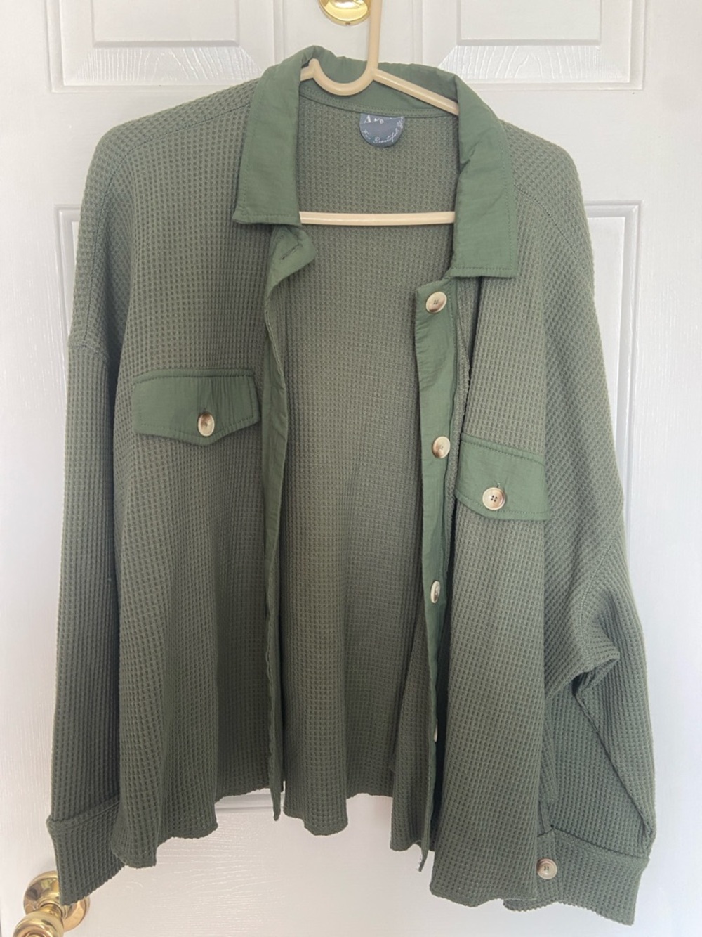ARULA Olive Green Waffle Utility Shacket